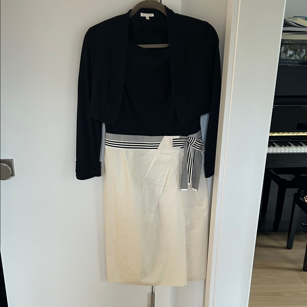 Chic Black and Cream Women's  Dress with Jacket